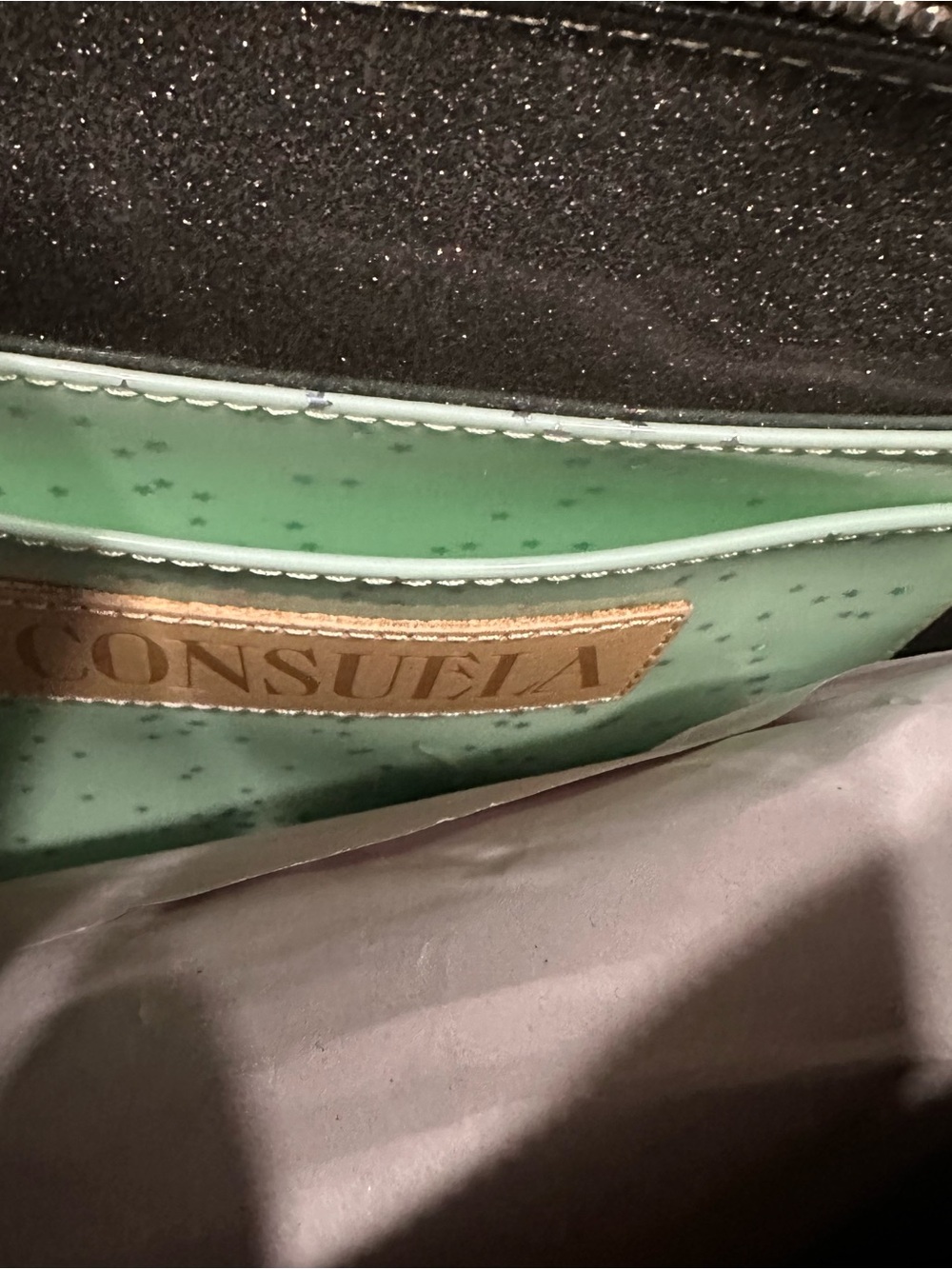 New Consuela Luna Downtown crossbody Lavender Glitter Floral embroidery - Picture 4 of 7